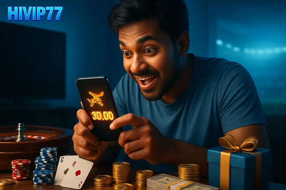 HIVIP77 Aviator Game โ a young Bangladeshi man leaning forward excitedly watching a glowing airplane multiplier rise HIVIP77 Aviator Game โ a young Bangladeshi man leaning forward excitedly watching a glowing airplane multiplier rise